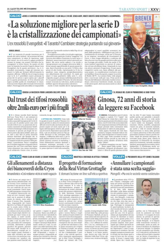 Gli allenamenti a distanza dei biancoverdi della Cryos [Gazzetta del Mezzogiorno]