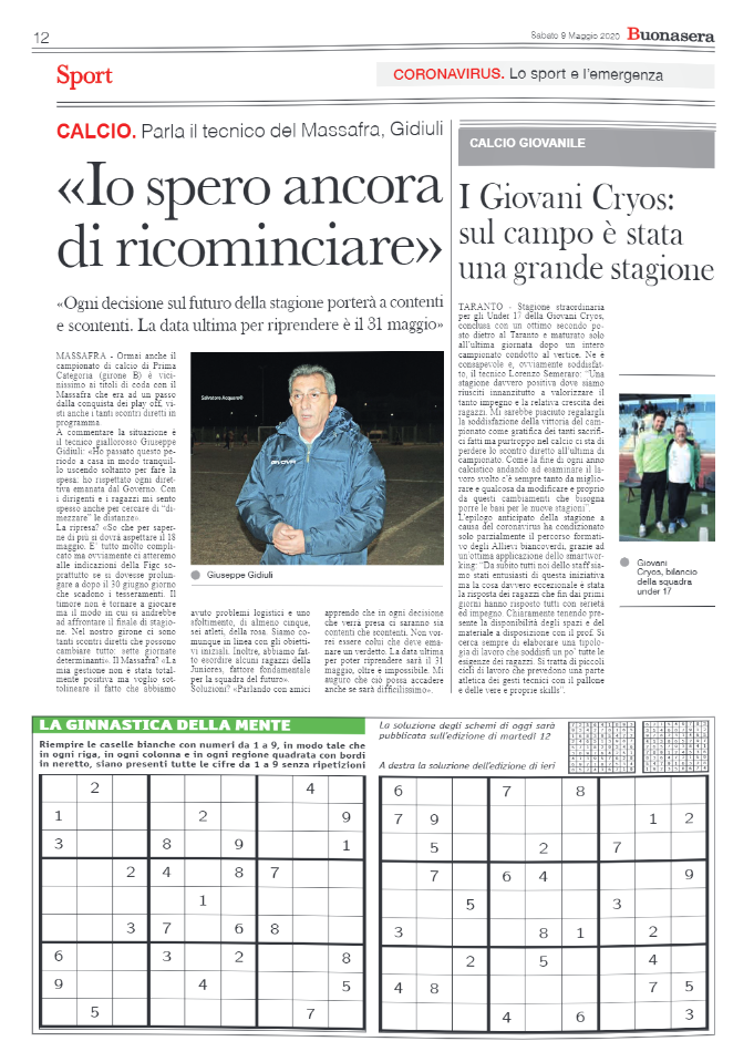 I Giovani Cryos: sul campo è stata una grande stagione [Taranto Buonasera]