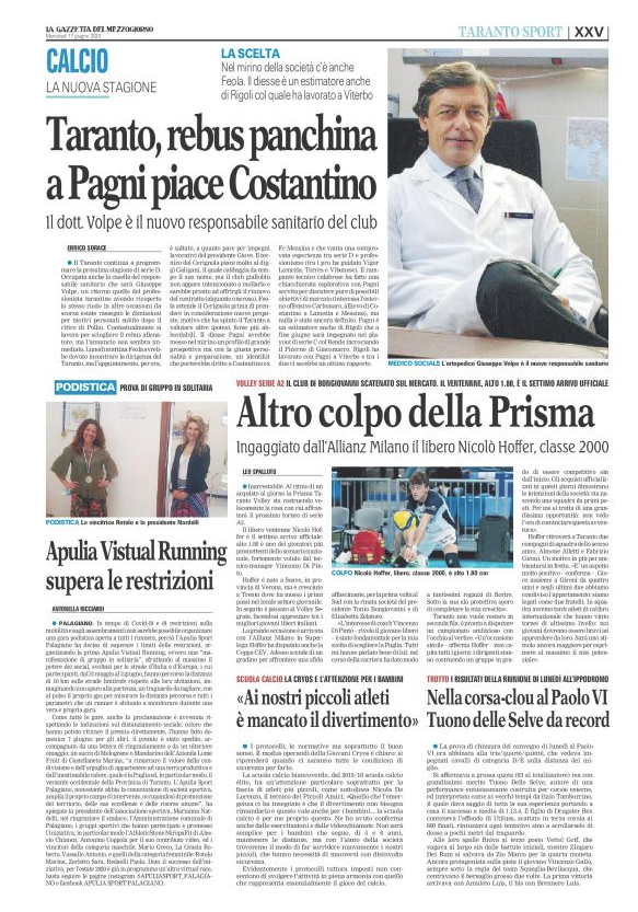 “Ai nostri piccoli atleti è mancato il divertimento” [La Gazzetta del Mezzogiorno]