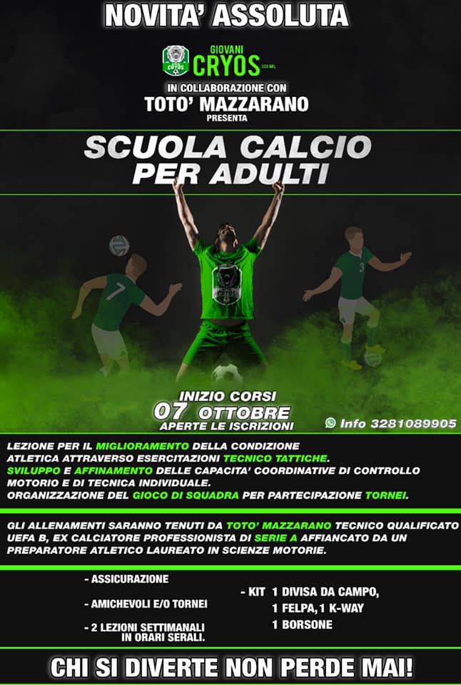 Un campione di serie A per togliere le scarpette dal chiodo: l’iniziativa della Giovani Cryos